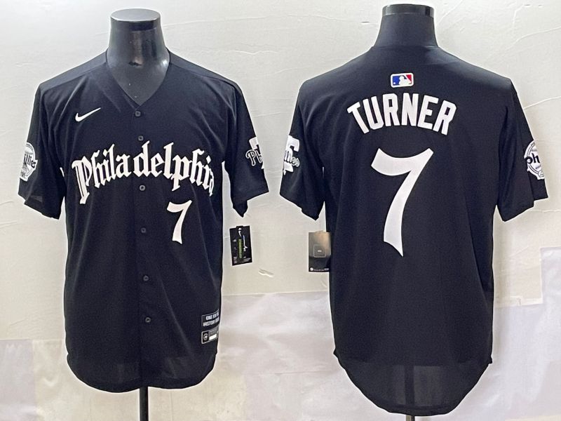 Men 2025 Philadelphia Phillies #7 Turner Black Five generations Joint Name Nike MLB Jersey style 5